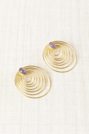 Pendiente Multiaros Piedra Natural Morado