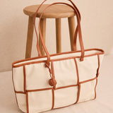 Bolso shopper cuadros color Marrrón