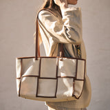 Bolso shopper cuadros color Marrrón