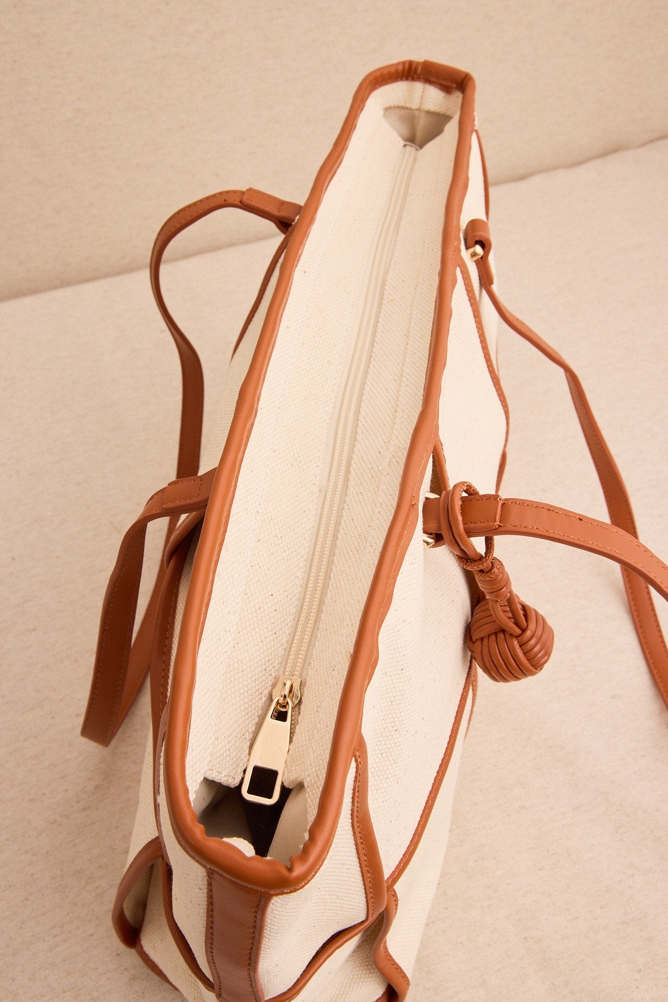 Bolso shopper cuadros color Marrrón