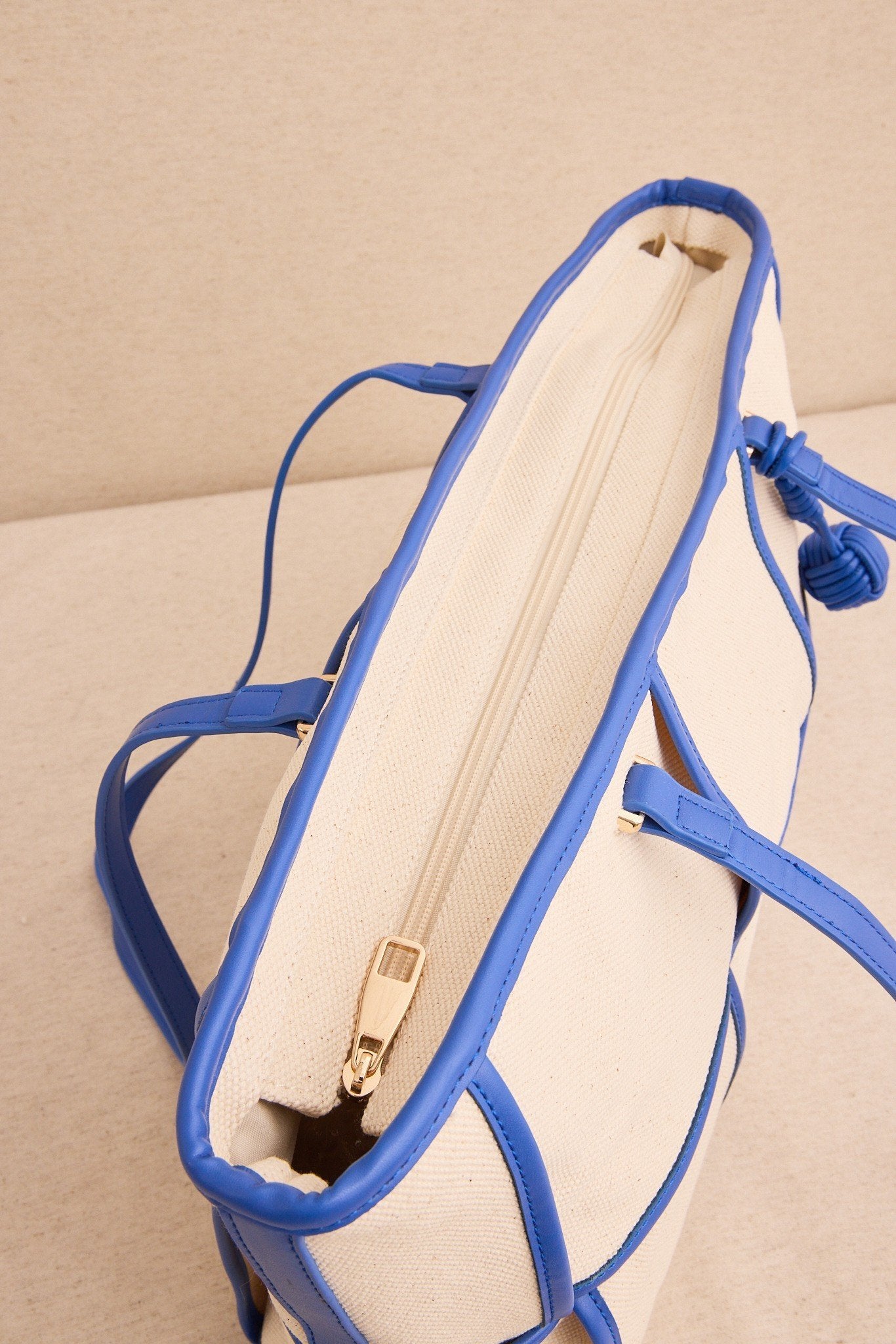 Bolso shopper cuadros color Azul