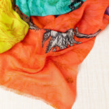 Printed Scarf Four Birds Yellow