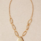 Long Engraved Gold Metal Necklace