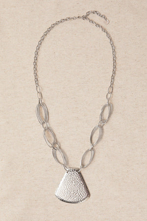 Collar Largo Metal Grabado Plata