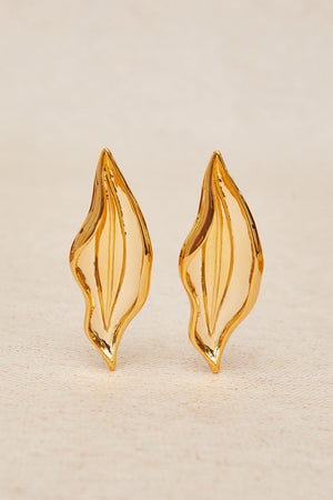 Wavy Petal Gold Earrings