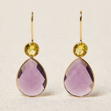 Pendiente Gota Piedra Natural Morado