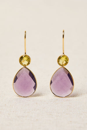 Pendiente Gota Piedra Natural Morado