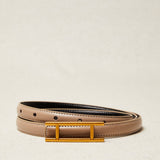 Beige Link Buckle Thin Belt