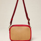Red Rattan Crossbody Bag