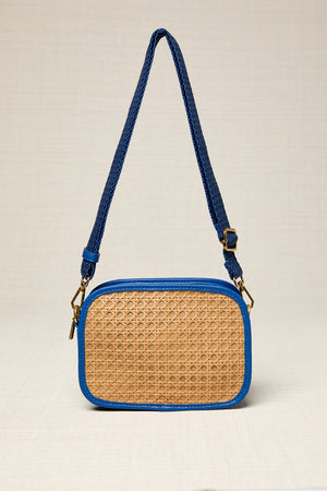 Blue Rattan Crossbody Bag