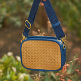 Blue Rattan Crossbody Bag