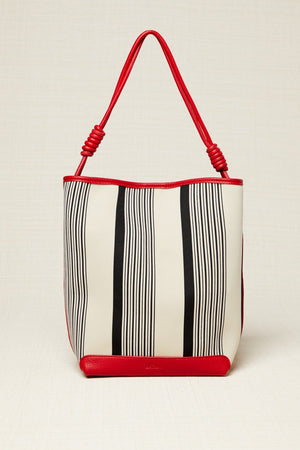 Bolso Maxi Shopper Rayas Rojo