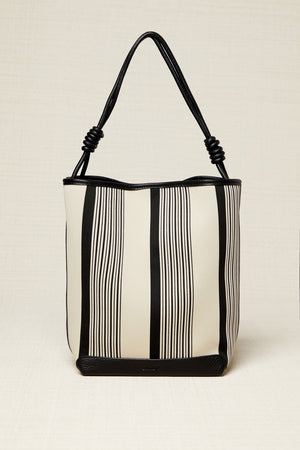 Bolso Maxi Shopper Rayas Negro