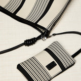 Bolso Maxi Shopper Rayas Negro