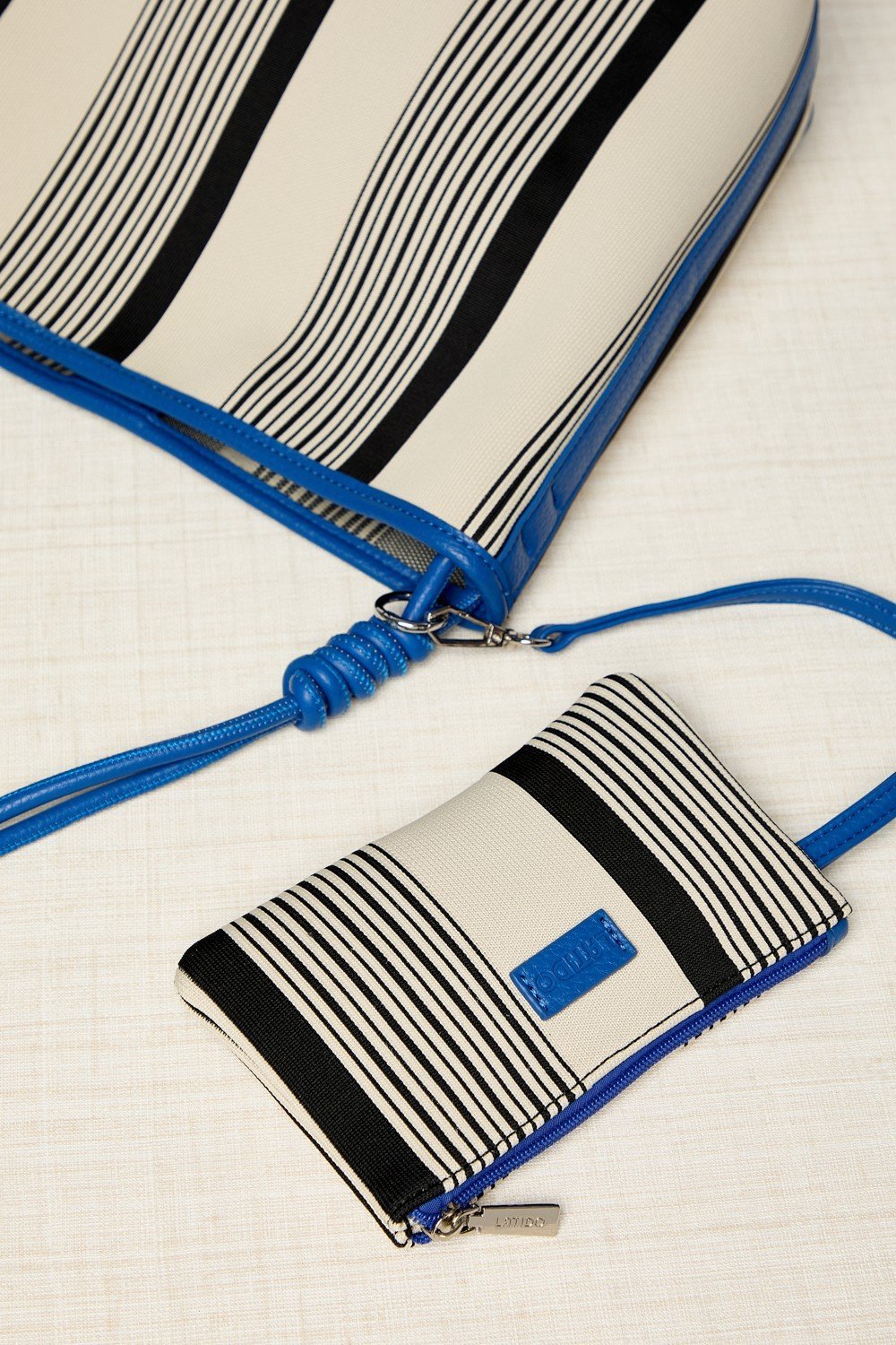 Bolso Maxi Shopper Rayas Azul