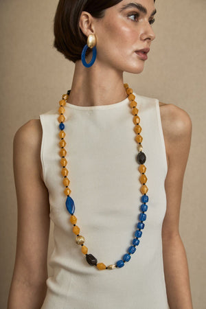 Collar Largo Resinas Azul