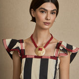Collar Cordón y Medallón Rojo