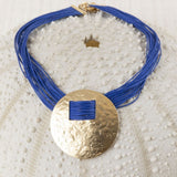 Collar Cordón y Medallón Azul