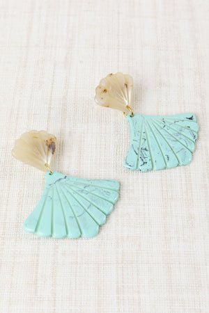 Turquoise Resin Fan Earrings