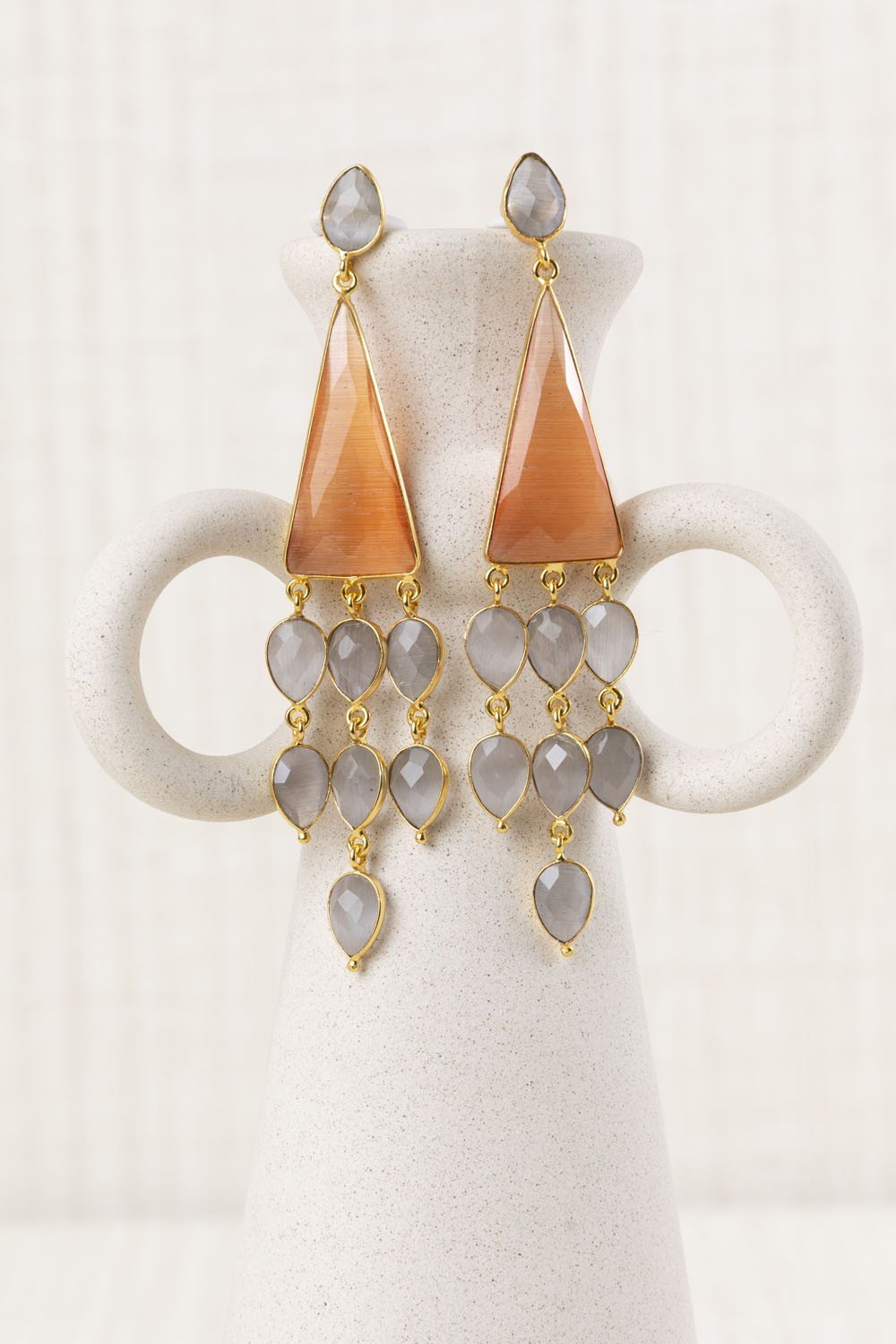 Pendientes Piedras Colgantes Naranja