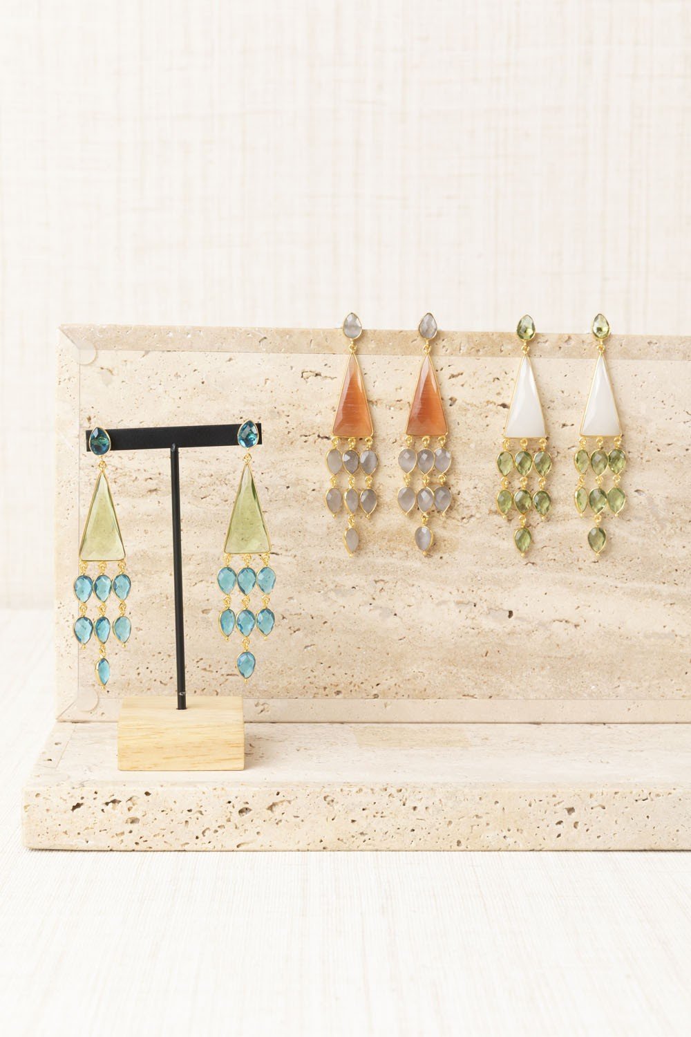 Pendientes Piedras Colgantes Naranja