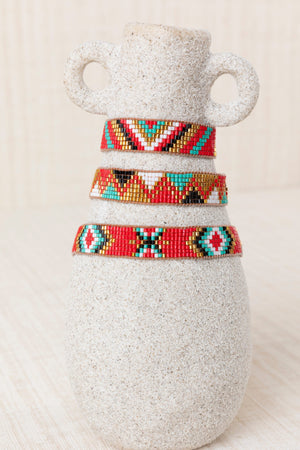 Red Aztec Trio Bracelet