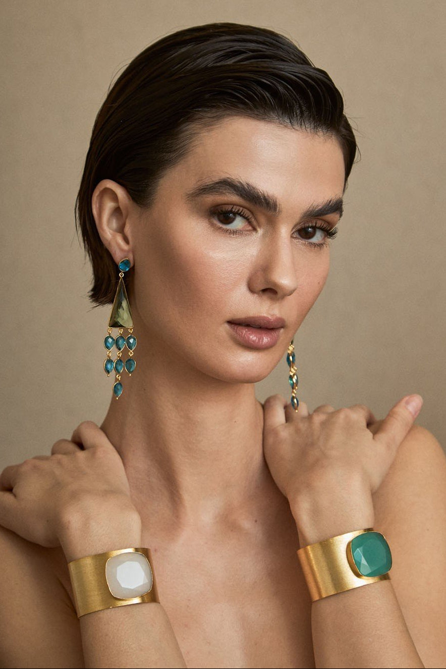 Pulsera Brazalete Piedra Semipreciosa Verde