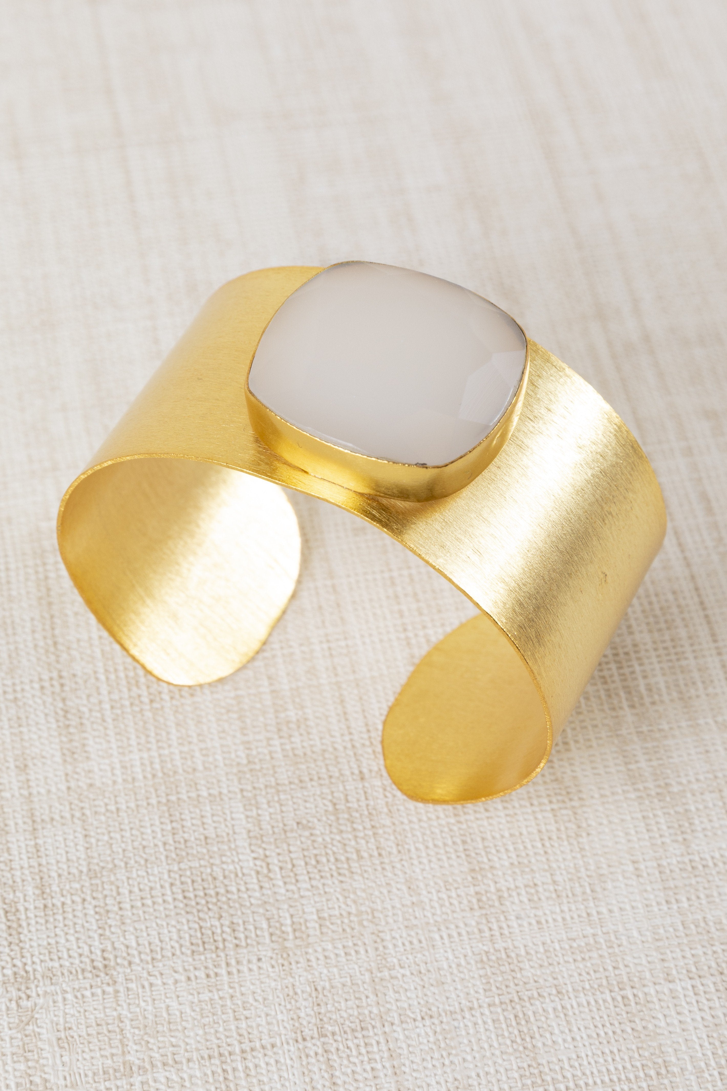 Pulsera Brazalete Piedra Semipreciosa Blanco