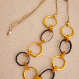 Collar Largo Argollas Resina Amarillo