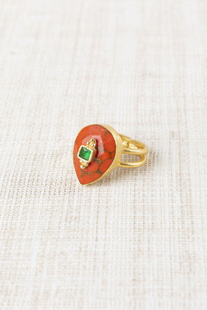 Anillo Gota Pulida Rojo