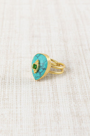 Anillo Gota Pulida Turquesa