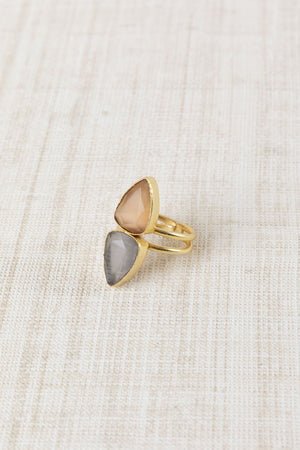 Anillo Doble Piedra Naranja