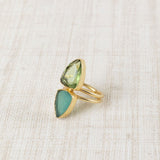 Anillo Doble Piedra Verde