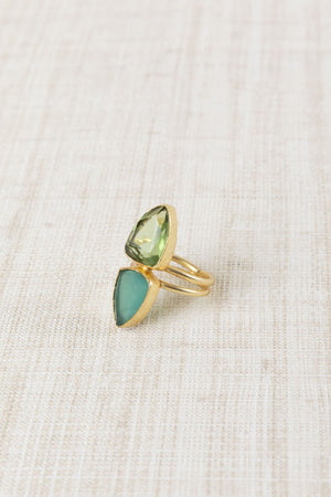 Anillo Doble Piedra Verde