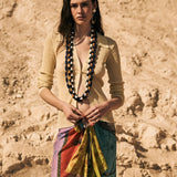 Collar Largo Resina Bicolor Amarillo