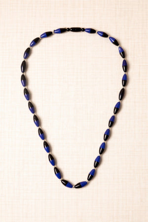 Collar Largo Resina Bicolor Azul