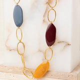 Long Necklace Three-Color Resin Blue