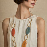 Long Necklace Three Color Resin Coral