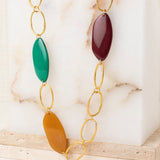 Long Necklace Three-Color Resin Green