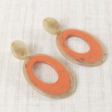 Orange Antler and Resin Earrings