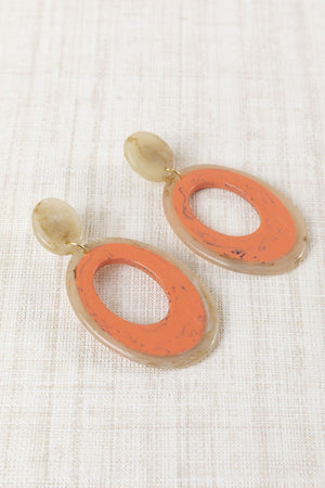 Pendientes Asta y Resina Naranja