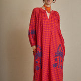 Kurta Vichy Bordada Vichy Granate/Naranja