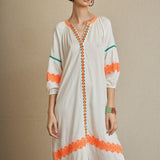Vestido Kurta Bordado Étnico Naranja