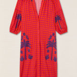 Kurta Vichy Bordada Vichy Granate/Naranja