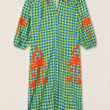 Embroidered Gingham Kurta Yellow/Blue Gingham