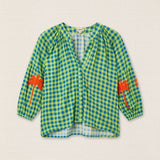 Blusa Vichy Bordada Vichy Amarillo/Azul