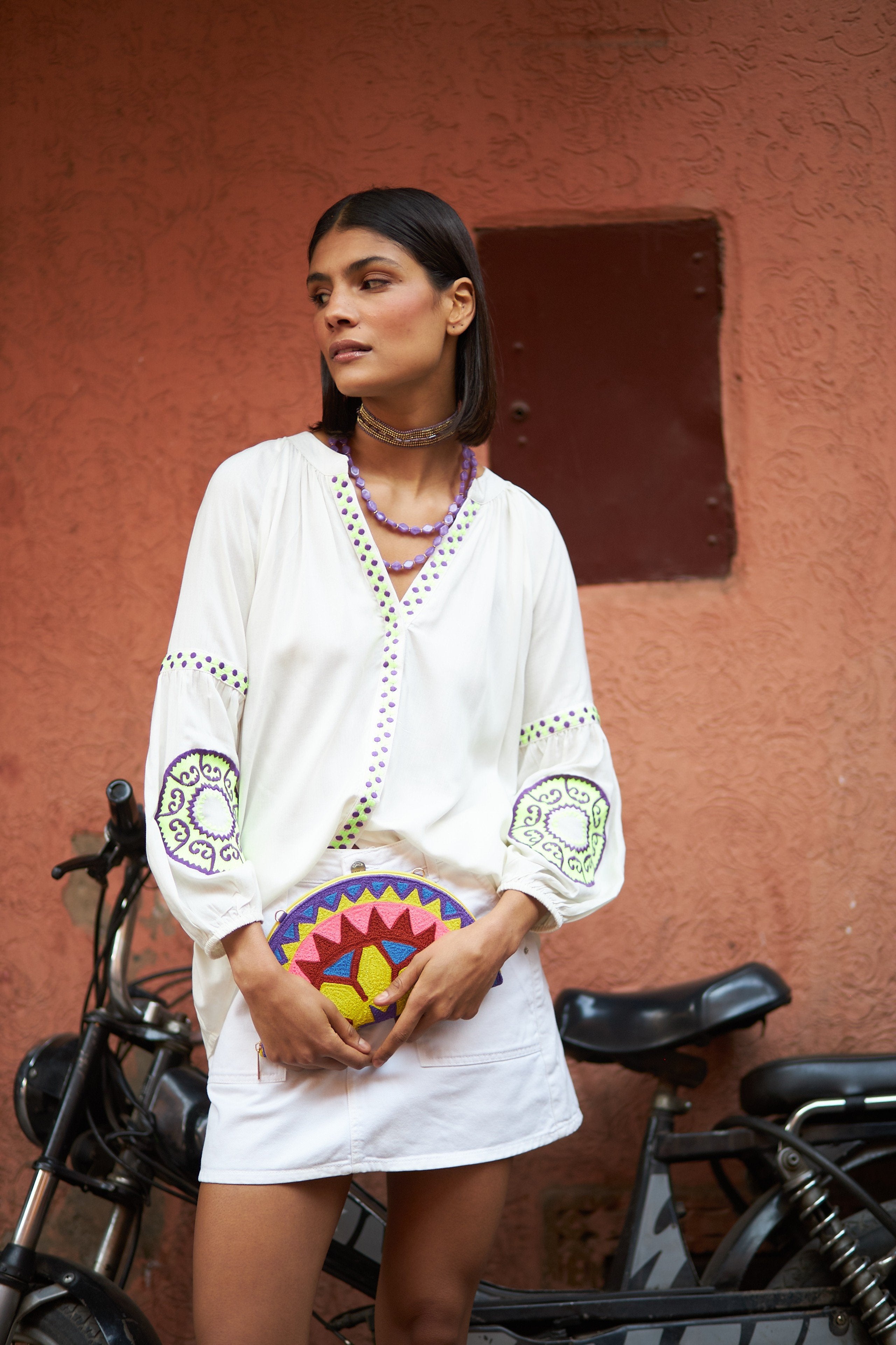 Blusa Medallones Flúor Medallón Verde