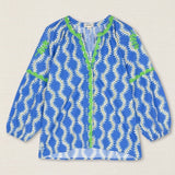 Blusa Ondas Bordada Azul