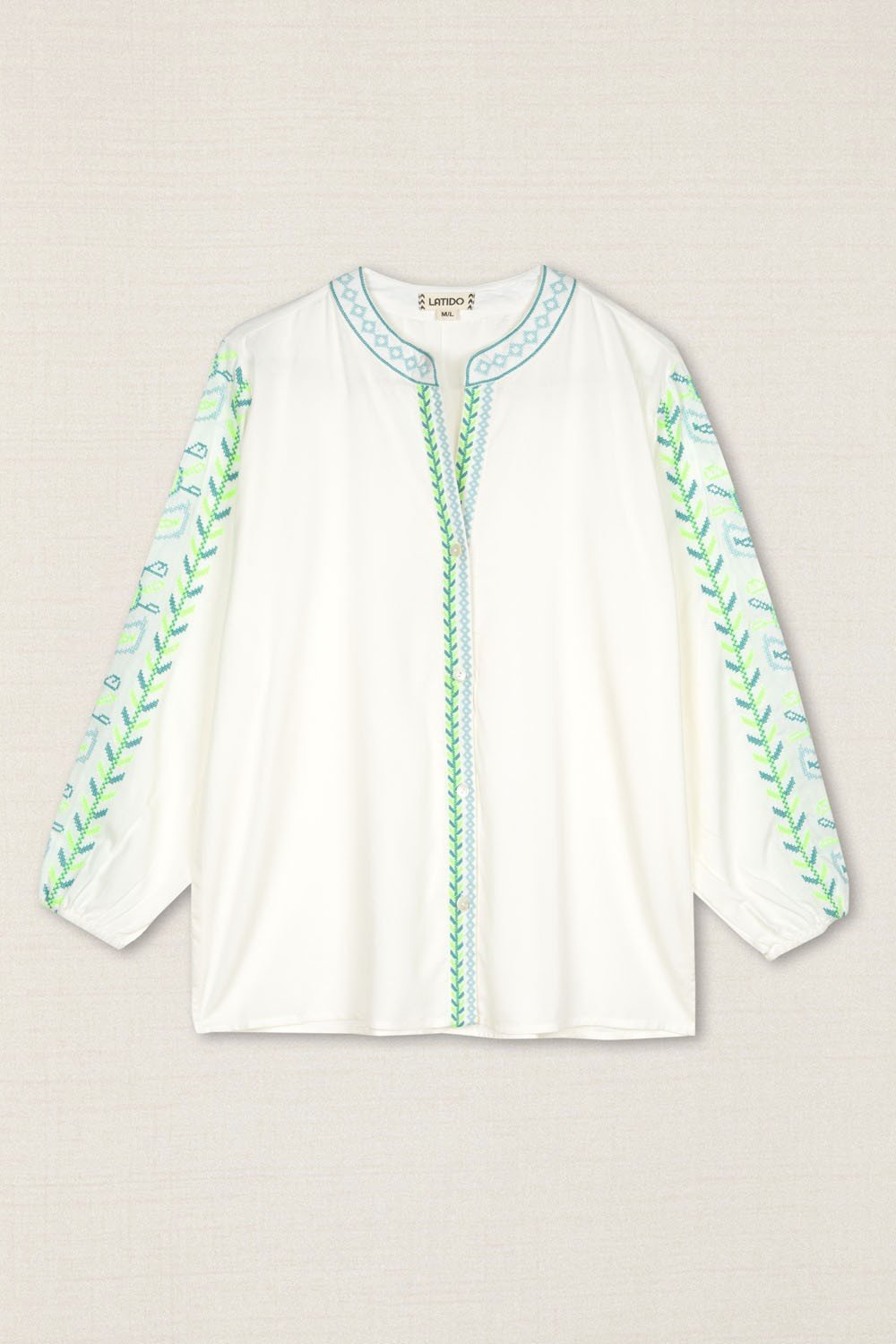 Blusa Bordado Hojas Verde