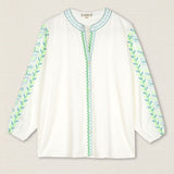 Blusa Bordado Hojas Verde